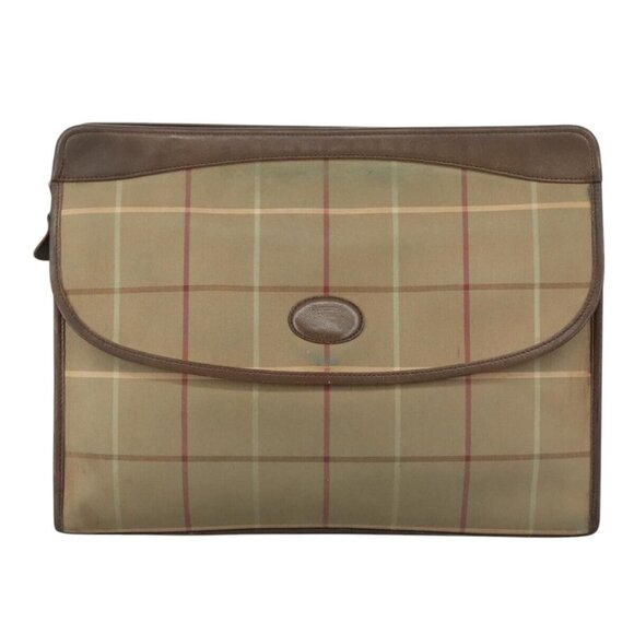 Burberrys Nova Check Clutch Bag Canvas Beige Auth - Picture 2 of 15